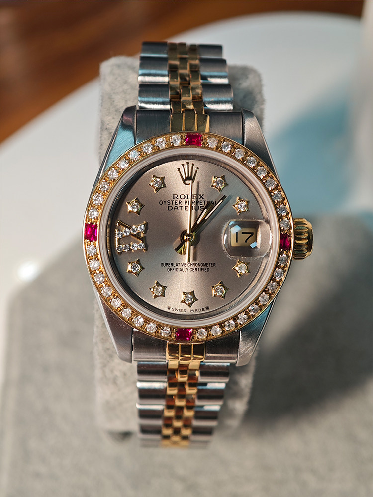 [9.8新]rolex/劳力士星星钻26日志型自动机械女手表69173灰盘后钻