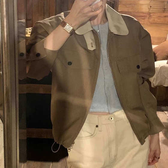 새로운 봄 2025 한국 동도마 레트로 캐주얼 텍스처 대비 라펠 슬림 재킷 여성을위한 짧은 재킷 새로운 봄 2025 한국 동도마 레트로 캐주얼 텍스처 대비 라펠 슬림 재킷 여성을위한 짧은 재킷