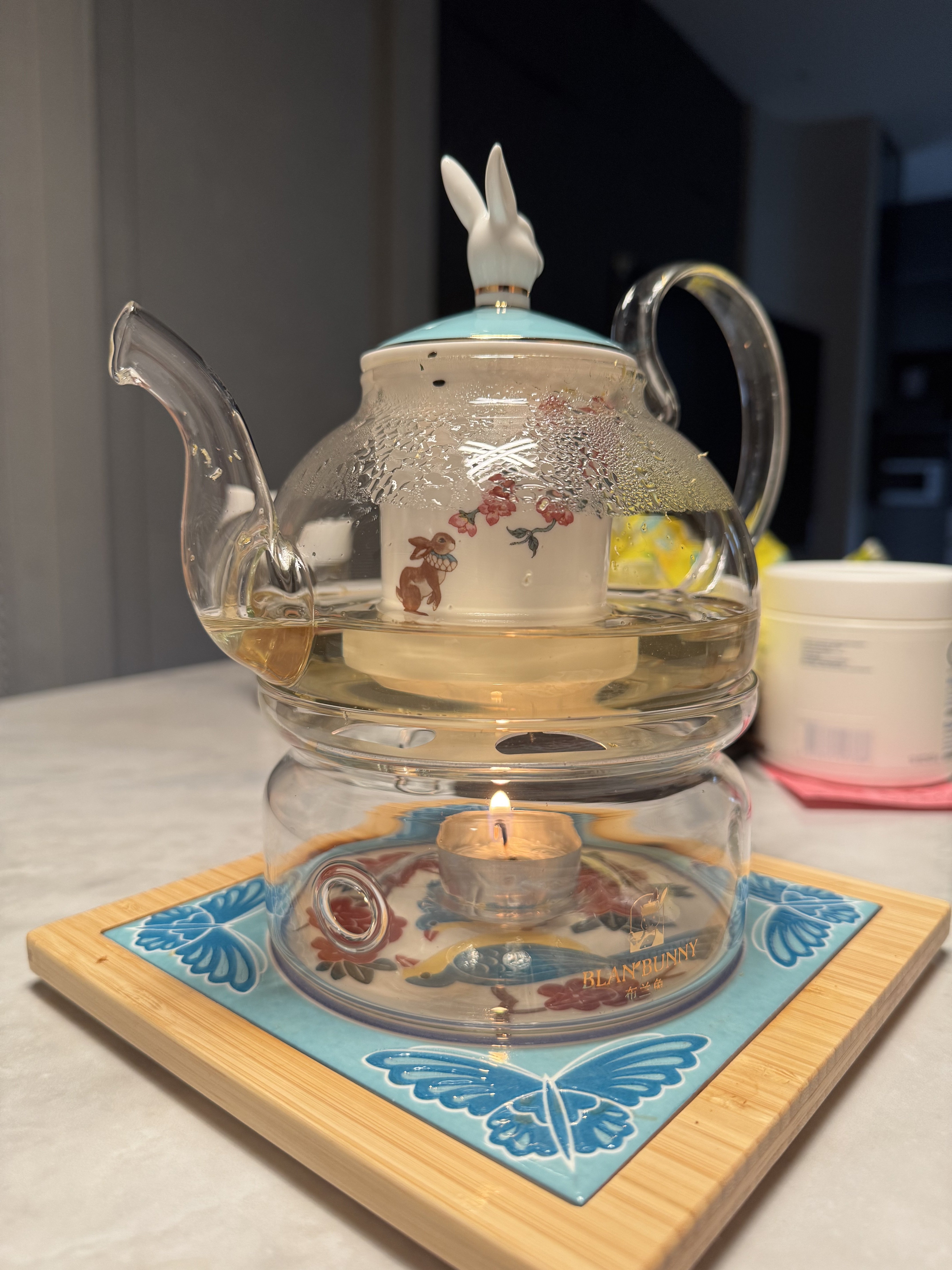 布兰兔的茶骨瓷玻璃壶套装蜡烛茶壶下午茶煮茶器围炉煮茶送礼礼盒