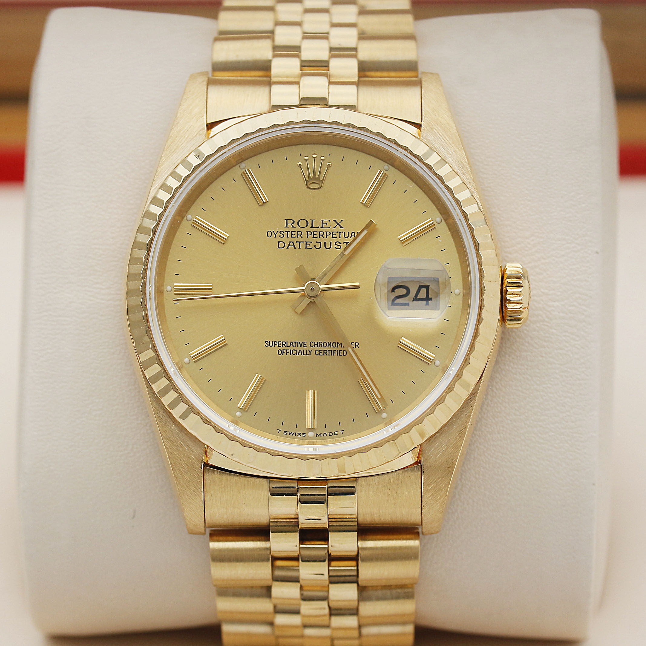 正品捡漏[9.8新]劳力士日志型18k黄金16238自动机械手表男表36mm