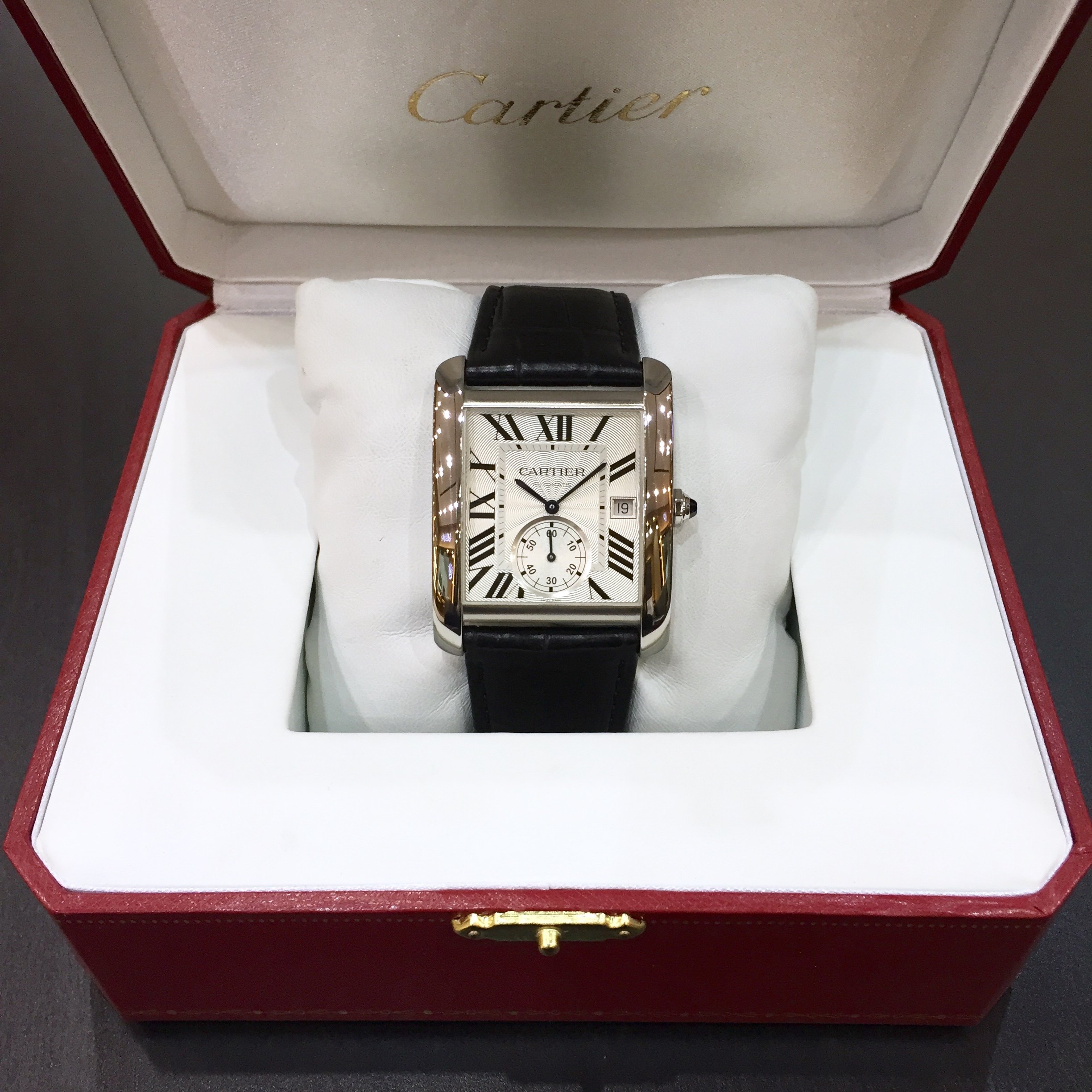 [明星同款][9.5新]卡地亚手表男 坦克系列自动机械w5330003日历