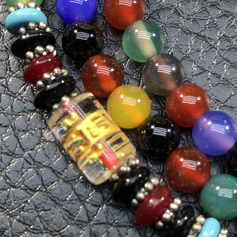 【直购价包邮】多色玛瑙六字真言多圈手链6mm-139