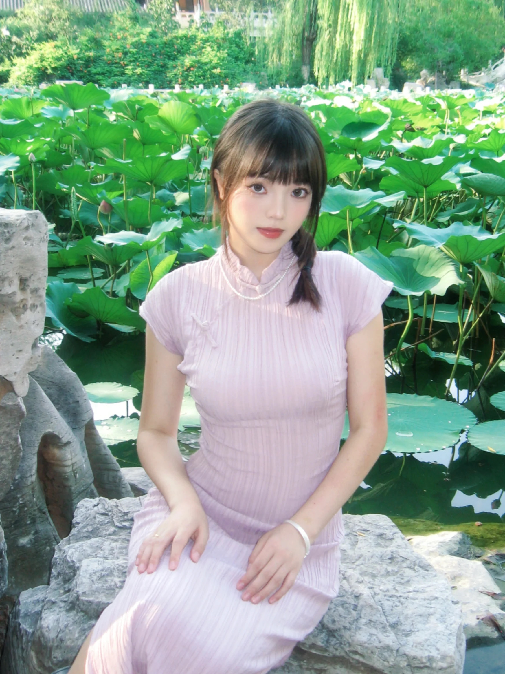 新中式绝美改良旗袍厅里厅气超好看国风粉色连衣裙2024新款女夏季
