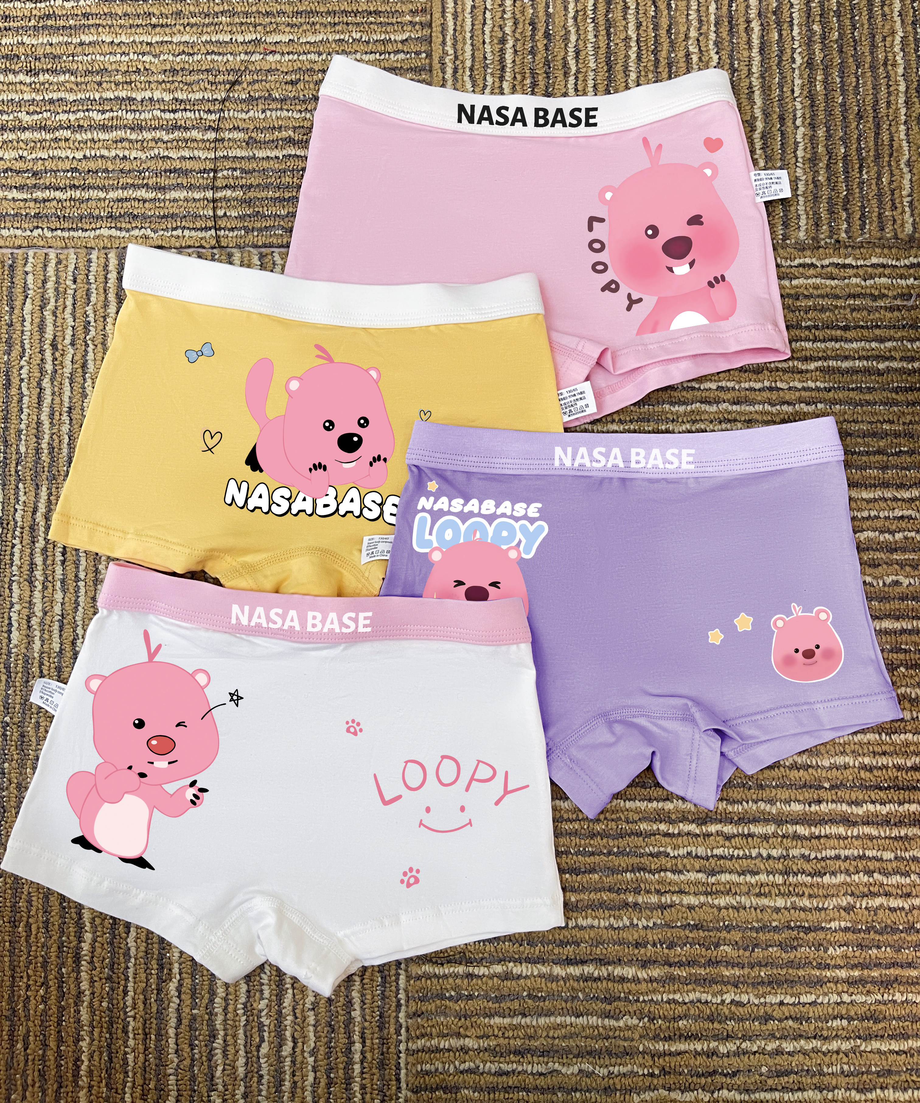 nasa base小海狸女童5a抗菌纯棉a类内裤不夹屁屁中大童平角四角裤