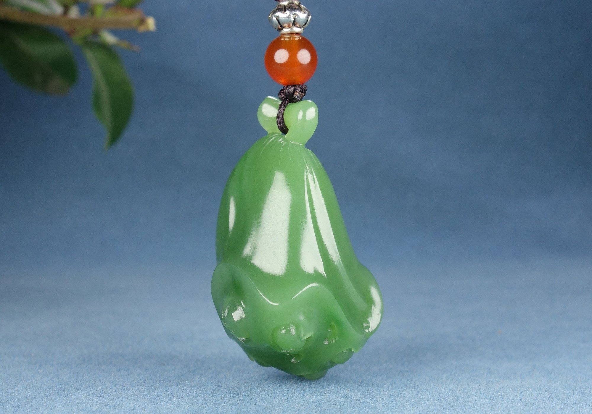 时晓铎玉雕工作室 天然正品和田玉碧玉雕刻莲蓬挂件吊坠财源广进大师