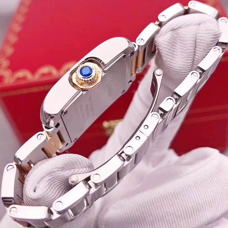 [9.8新]卡地亚女表坦克系列18k玫瑰金石英手表女士正品w5310019