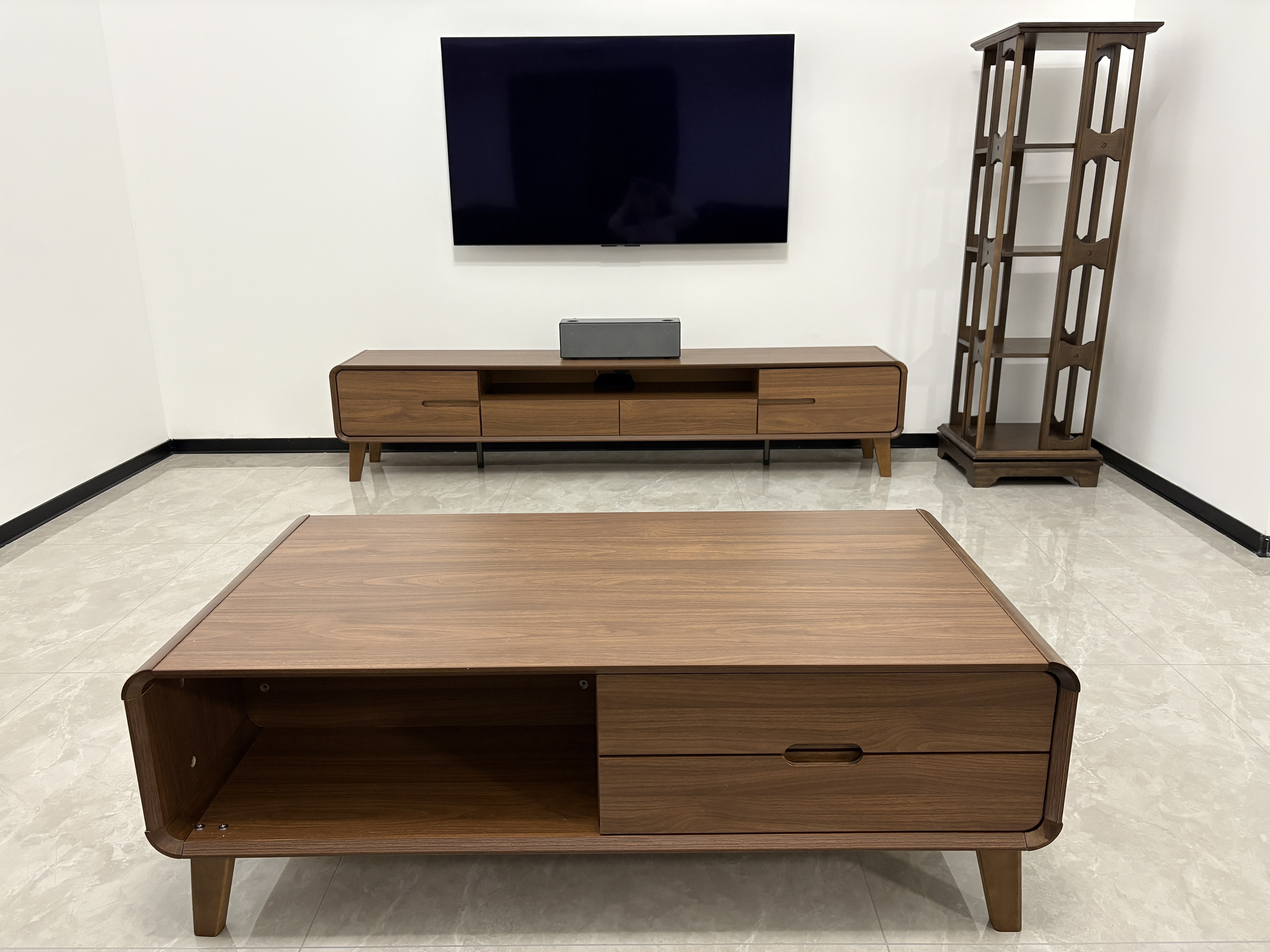 全实木电视柜客厅家用新中式靠墙收纳柜影视柜落地组合茶几小立柜