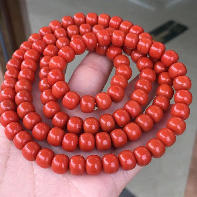 极品收藏级瓦西料南红老型佛珠尺寸8mm重量约78.6克