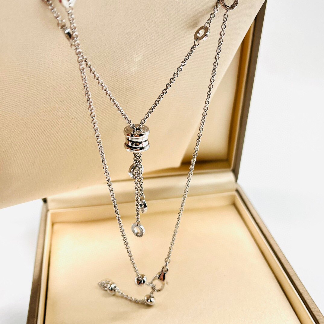 [9.8新]bvlgari/宝格丽白金流苏项链