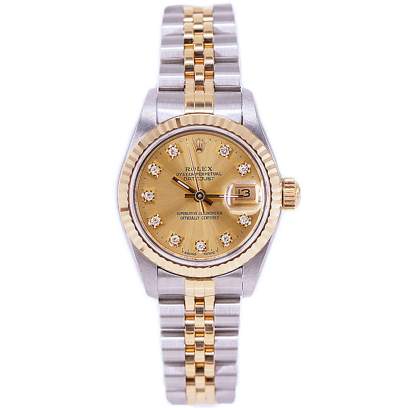 [二手正品][95新]劳力士日志型69173自动机械黄金/精钢女表