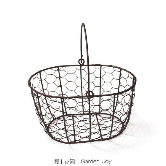 Fall in love with garden garden grocery home house storage iron wire woven ellipse single leather wire basket iron line basket Fall in love with garden garden grocery home house storage iron wire woven ellipse single leather wire basket iron line basket