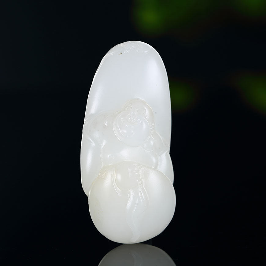 省级玉雕名家任翀作品新疆和田玉籽料立体圆雕弥勒佛公吊坠16克g1