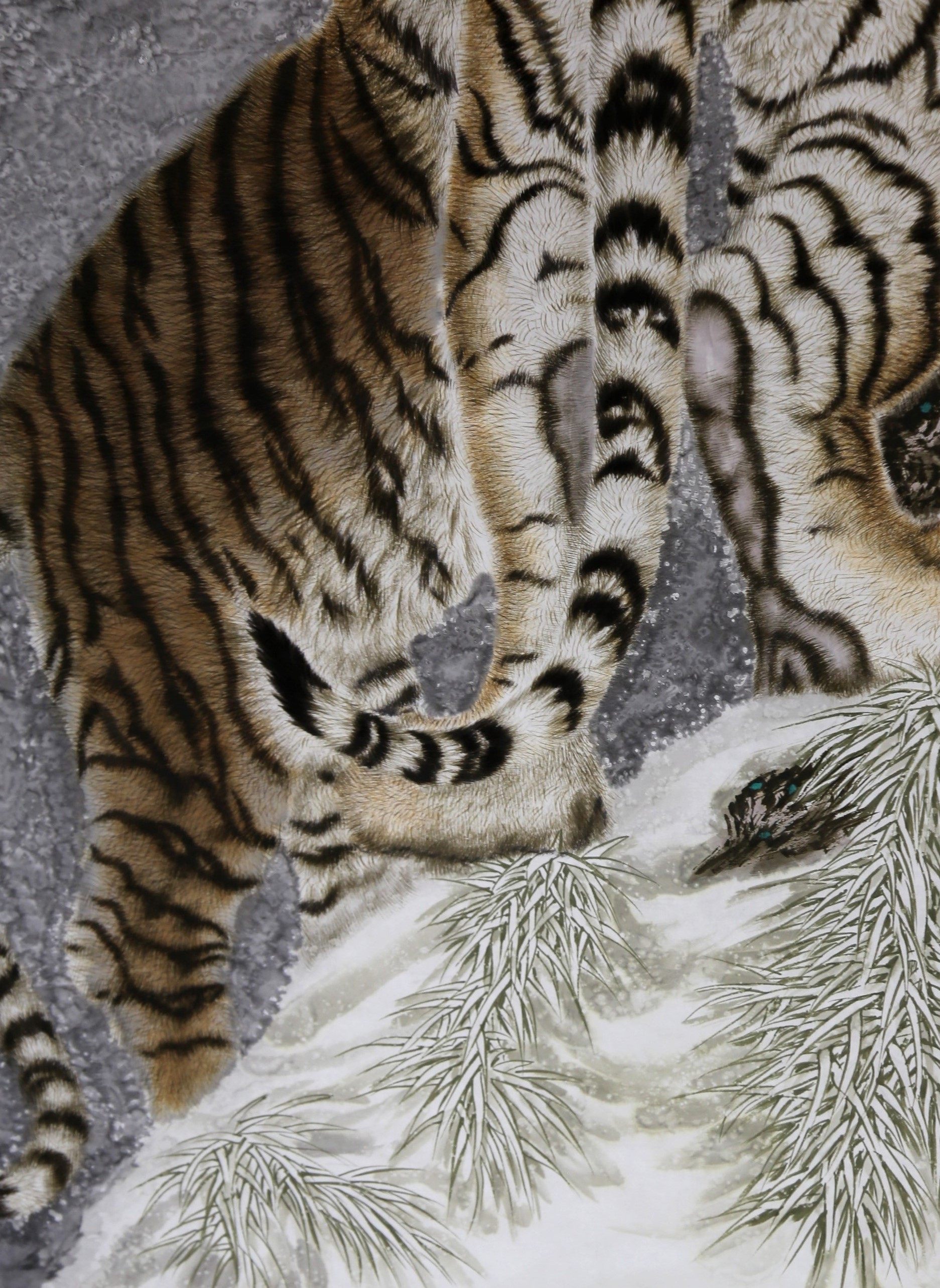 【朝鲜画】 林波 功勋画家《虎啸》2.4米巨幅拍前咨询是否在国内