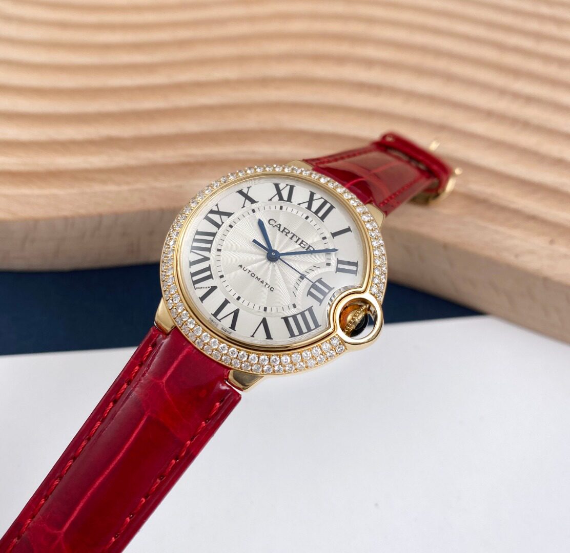 [9.8新]卡地亚蓝气球系列18k黄金后镶钻自动机械手表女表w6900356