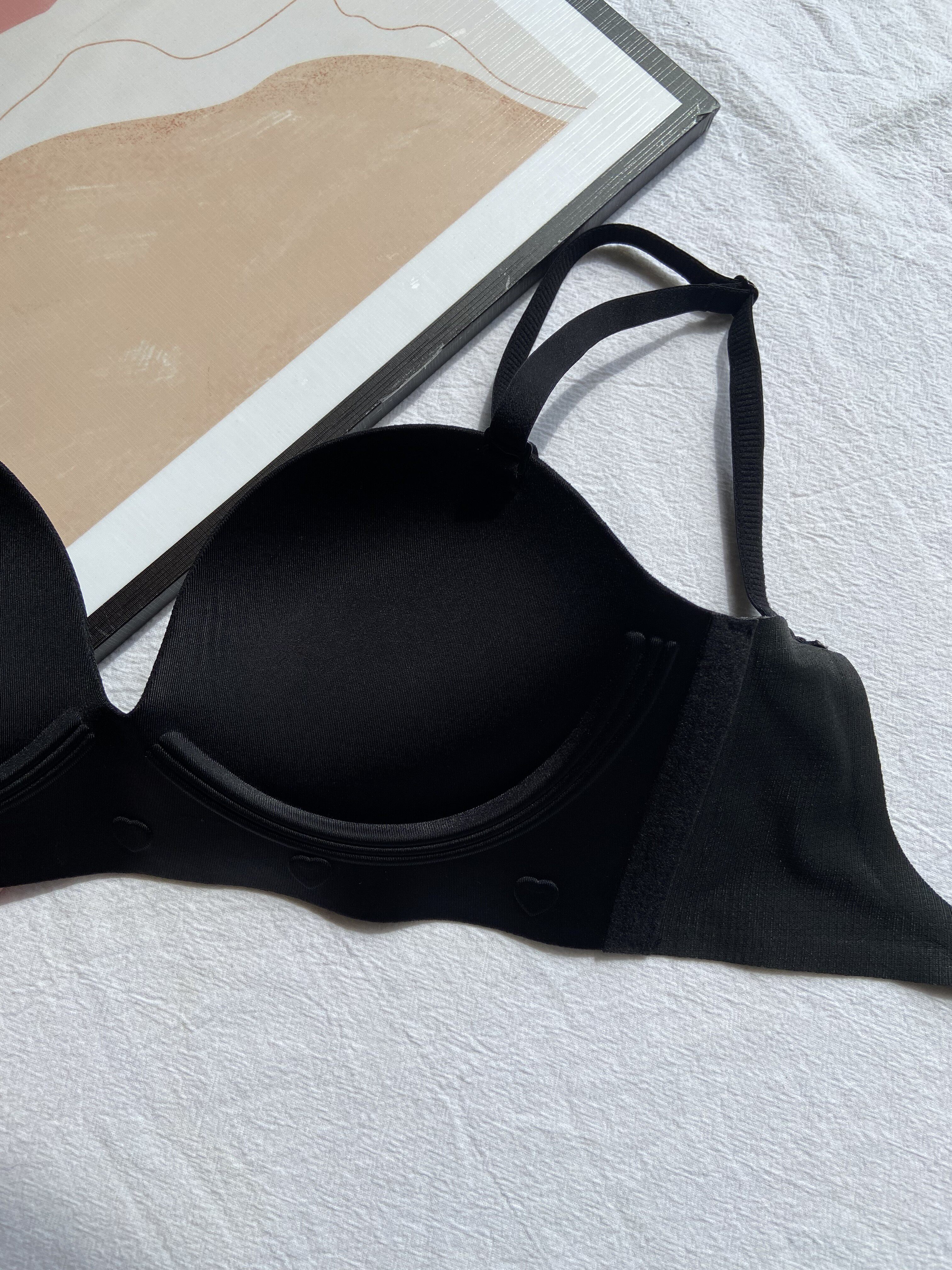 一体式外扩内衣漫画胸小胸聚拢显大8cm特厚平胸专用黑色性感文胸