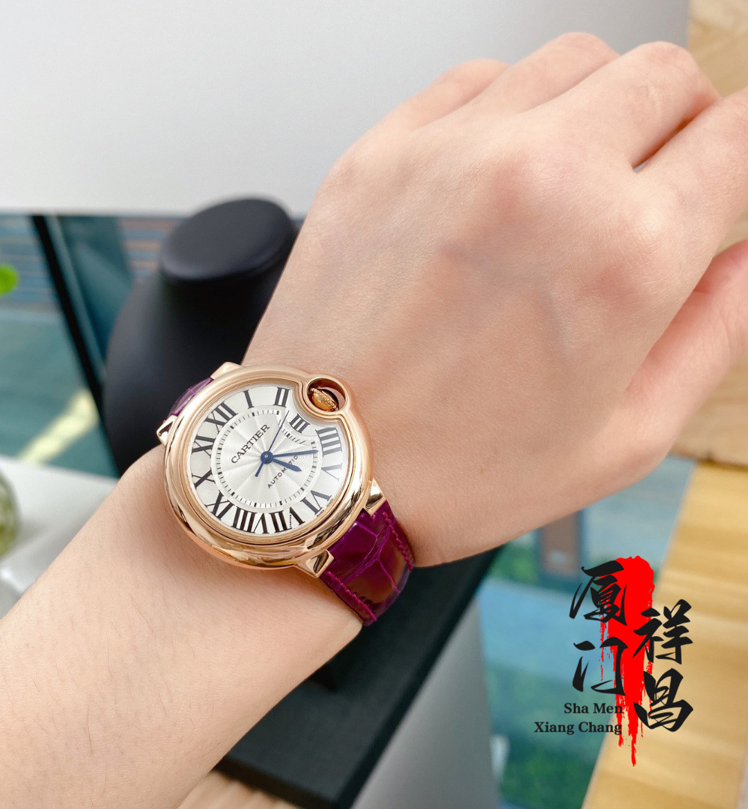 公价105000[9.8新]卡地亚蓝气球18k玫瑰金自动机械女手表w6920097