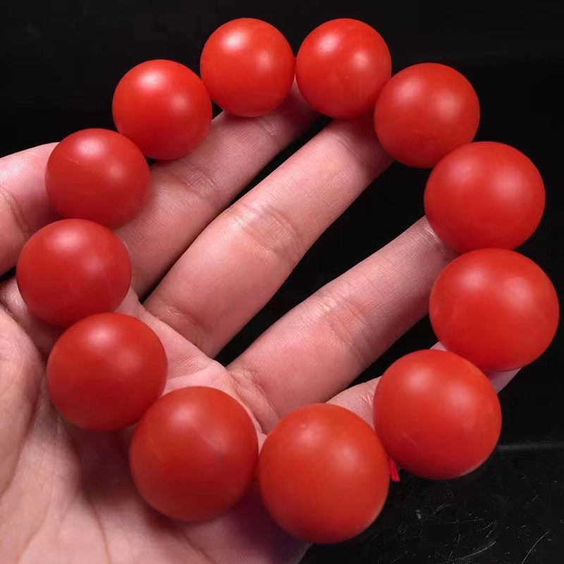 a85保山南红手串直径约20mm重约123克