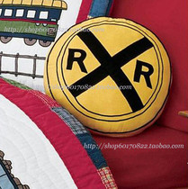 Power train^Red * Featured patch embroidered cushion Round pillow Car pillow Waist pillow Decorative pillow(with core)