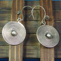 Ethnic style old miao silver earrings dots