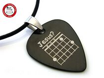 Gsumusic Titanium Steel Christian Dial Necklace Jesus Or Gsus and Strings (Cool Black)