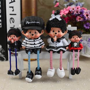 树脂情侣摆件结婚礼物家居婚庆装饰品大号蒙奇奇一家吊脚娃娃包邮