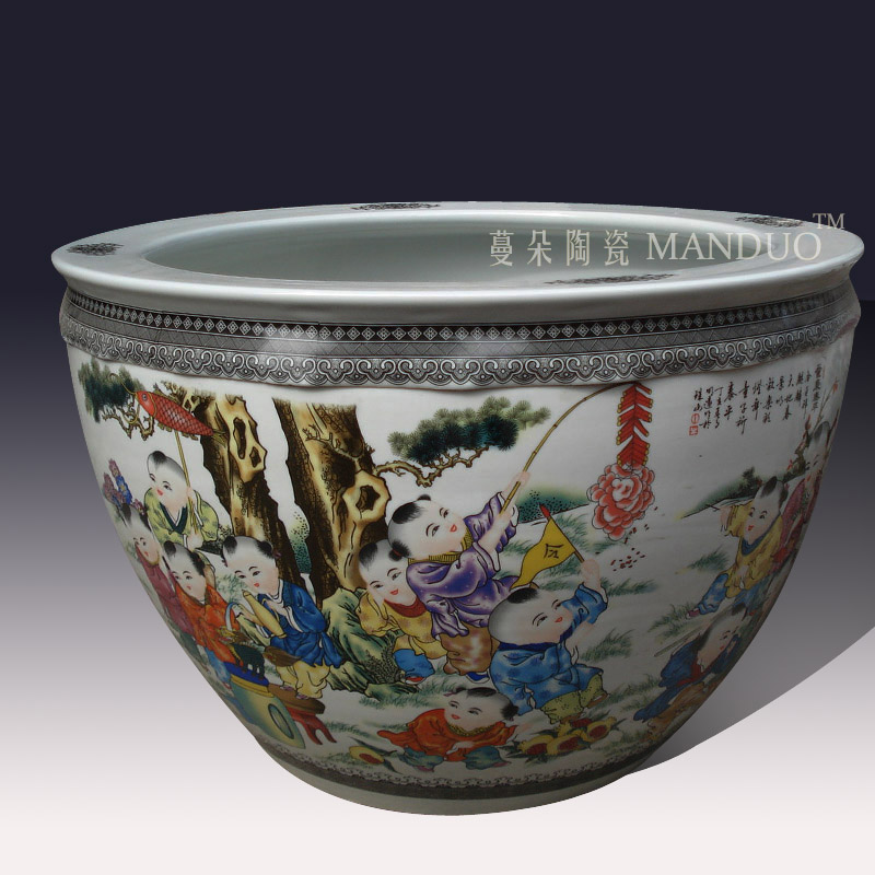 The ancient philosophers figure tong qu China large cylinder diameter more than 60 China VAT large porcelain VAT tong qu vats