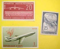 East Germany Indonesia Haiti Airlines ticket New 3 original rubber back stickers