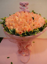 Shanghai Flowers Express Champagne Rose 99 Bouquet Valentines Day Qixi Festival Flower Huangpu Jingan Flower Shop