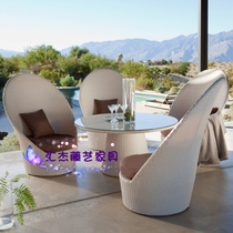 Rattan chair Three socket to table milk tea table and chairs Combined tea table Leisure outdoor balcony One table Four chairs outdoor table and chairs