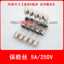 (5A 250V) glass tube fuse size 5*20mm(1 yuan 10)