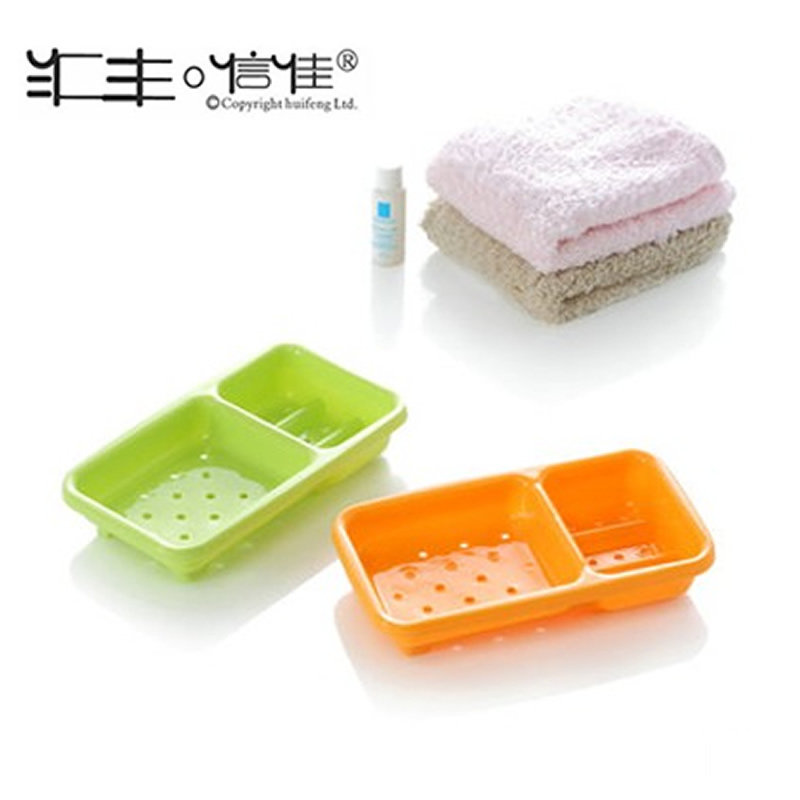 天猫超市汇丰信佳浴室分格型可虑水塑料皂盒香皂盒肥皂盒