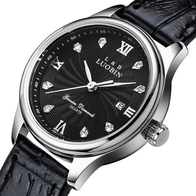 luobin罗宾新款石英黑色皮带女士正品时装腕表女表 简约大方手表_1折