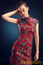 Purple Red Flower Tray Clasp Chinese middle long sleeve lady Tang Dress Qipao Blouse Blouse Jacket cotton padded jacket