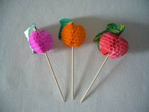 Wooden disposable flower sign Fruit flower sign goldfish sign Peacock sign Juice cocktail decorative toothpick