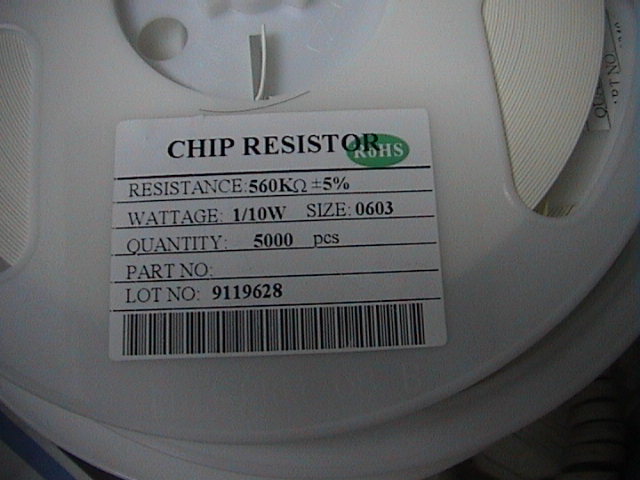 0603 Chip resistance 560K Euro 560K5 % accuracy 100PCS=1 yuan 5K disk=11 yuan 0
