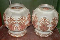 Pair of old-fashioned frosted flower lamp covers