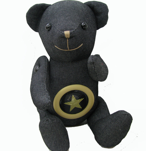 【特价】公仔 深蓝色牛仔布父亲节 香港luft/semk正品b.bear小熊公仔