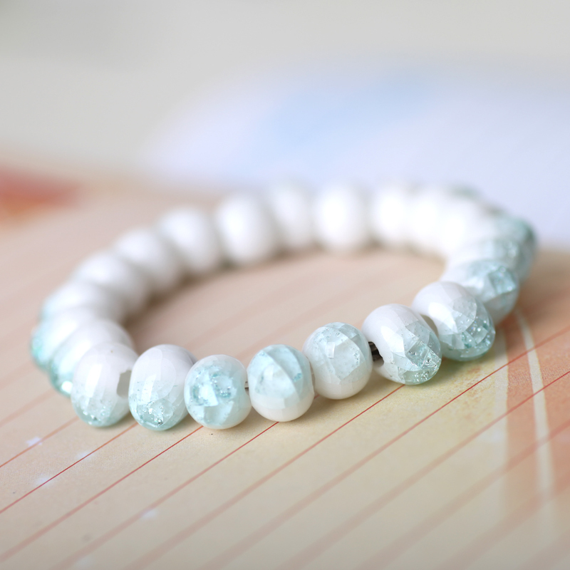 QingGe jingdezhen checking ceramic jewelry crack glaze round bead bracelet ceramic jewelry market. I ten sources