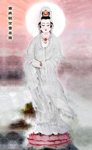 A statue of Buddha (white coat) Bodhisattva (white coat) of the Buddha statue of the Buddha (white coat) - Silk Cloth Hanging Shaft