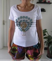 Thailand U-neck short-sleeved cotton T hand-beaded cotton waistcoat(black and white)wild beaded vest