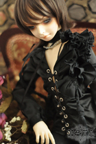 4 minutes 3 Great uncles BJD SD Arbitrary-Black Silk version strap riveting hole blouse wire with wax rope