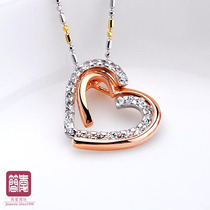 Silver necklace 925 sterling silver heart-Drunk Fashion rose color gold NSCD diamond with certificate DP0817