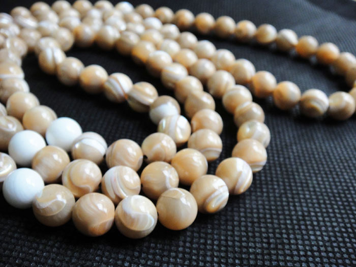 佛教七宝天然砗磲之夜光贝砗磲佛珠108粒9mm夜光砗磲车渠念珠