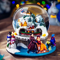 jarll Crystal Ball Music Box Music Box music box to send girlfriends children Christmas gifts village Snow Tree