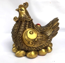 Pure copper chicken ornaments brass hen Zicao chicken crafts chicken egg big good fortune home feng shui decoration