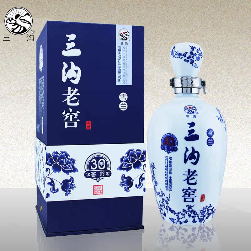 江鼎 白酒三沟老窖酒52度雪兰窖龄30年500ml浓香型