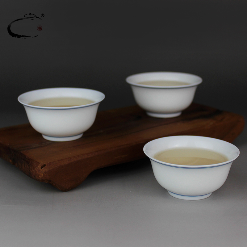 Blue and white porcelain of jingdezhen ceramic cups and auspicious cup sample tea cup bottom of a small bowl with double thin tire handwritten