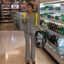 Special now South Korea Dongdaemun Spring and Summer Women's Leisure Stretch Cotton Loose T-shirt Horn Pants Slim Skinny Suit