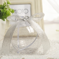 Gold powder silver dots transparent plastic ball ribbon heart-shaped bow decorated spherical candy box creative wedding candy packaging