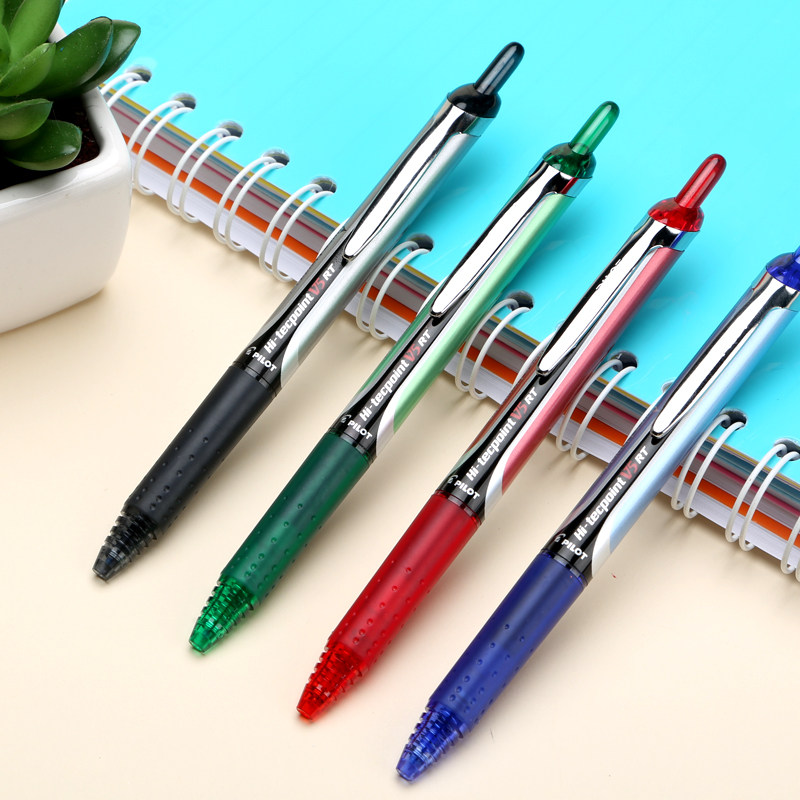 百乐笔poilt按动水性笔bxrt-v5开拓王走珠笔学生0.5中性笔